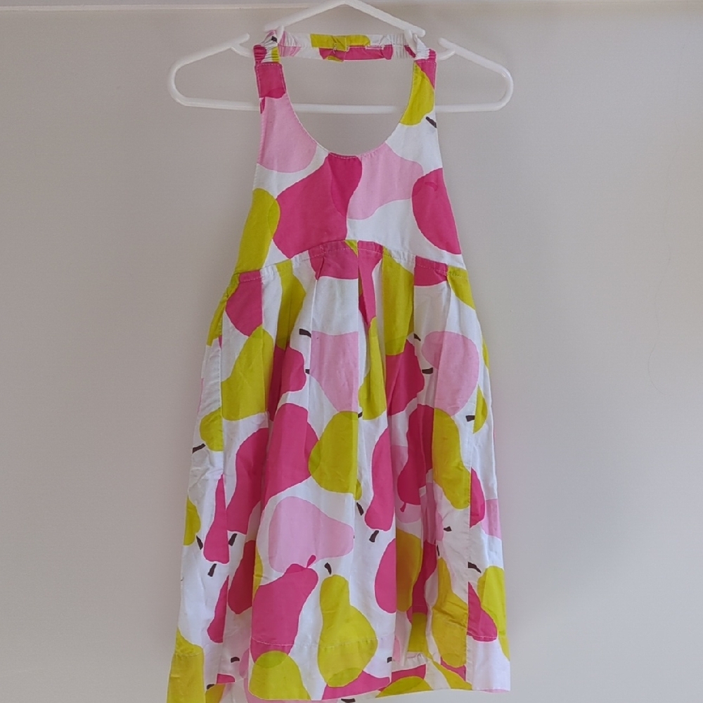 Mini Boden Pink and Yellow Pear Print Dress